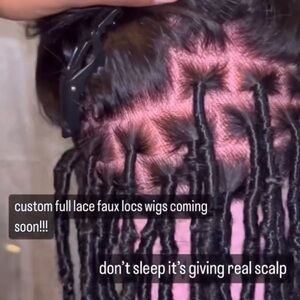 Customizable Transparent Full Lace Faux Locs Wig - Black